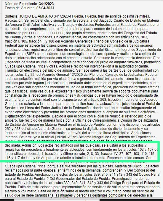 El juicio de amparo se motiva por el incumplimiento de las autoridades a acatar el fallo de la SCJN de 2021 a favor del aborto voluntario.