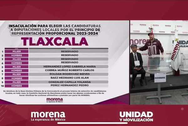 Morena realiza insaculación de candidaturas plurinominales a una diputación local para Tlaxcala