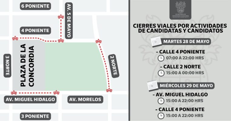 Por cierres de campaña, San Pedro Cholula sufrirá bloqueos viales 28 y 29 de mayo
