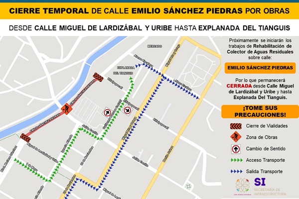 Gobierno de Tlaxcala anuncia cierre de calles por rehabilitación del Colector de Aguas Residuales