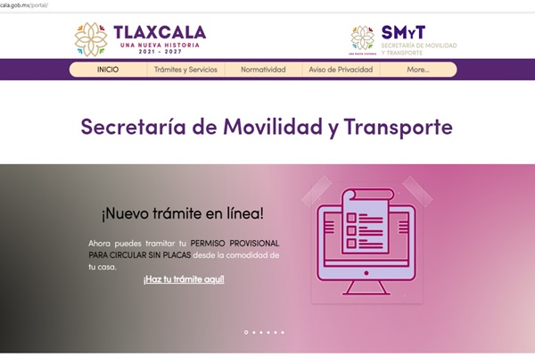 Habilitan trámite en línea del permiso provisional para circular sin placas en Tlaxcala