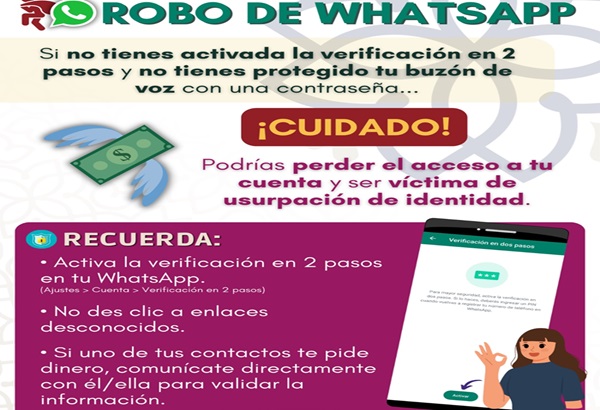 Alerta SSC Tlaxcala por aumento de robo en cuentas de WhatsApp