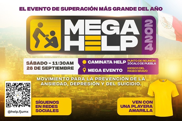 HelpMx alista marcha en Puebla para prevenir la ansiedad y el suicidio