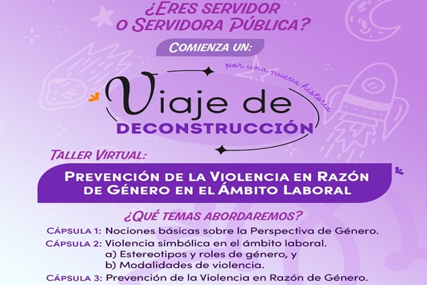 Presentan taller en línea para la Prevención de la Violencia de Género en el ámbito laboral en Tlaxcala