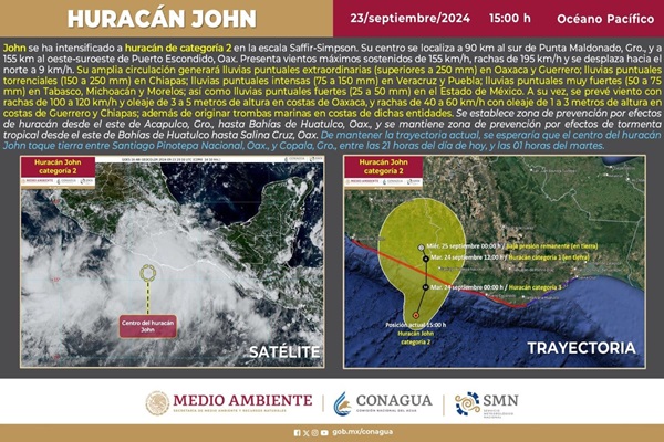 CLIMA | Provocará huracán “John” lluvias en el estado de Puebla