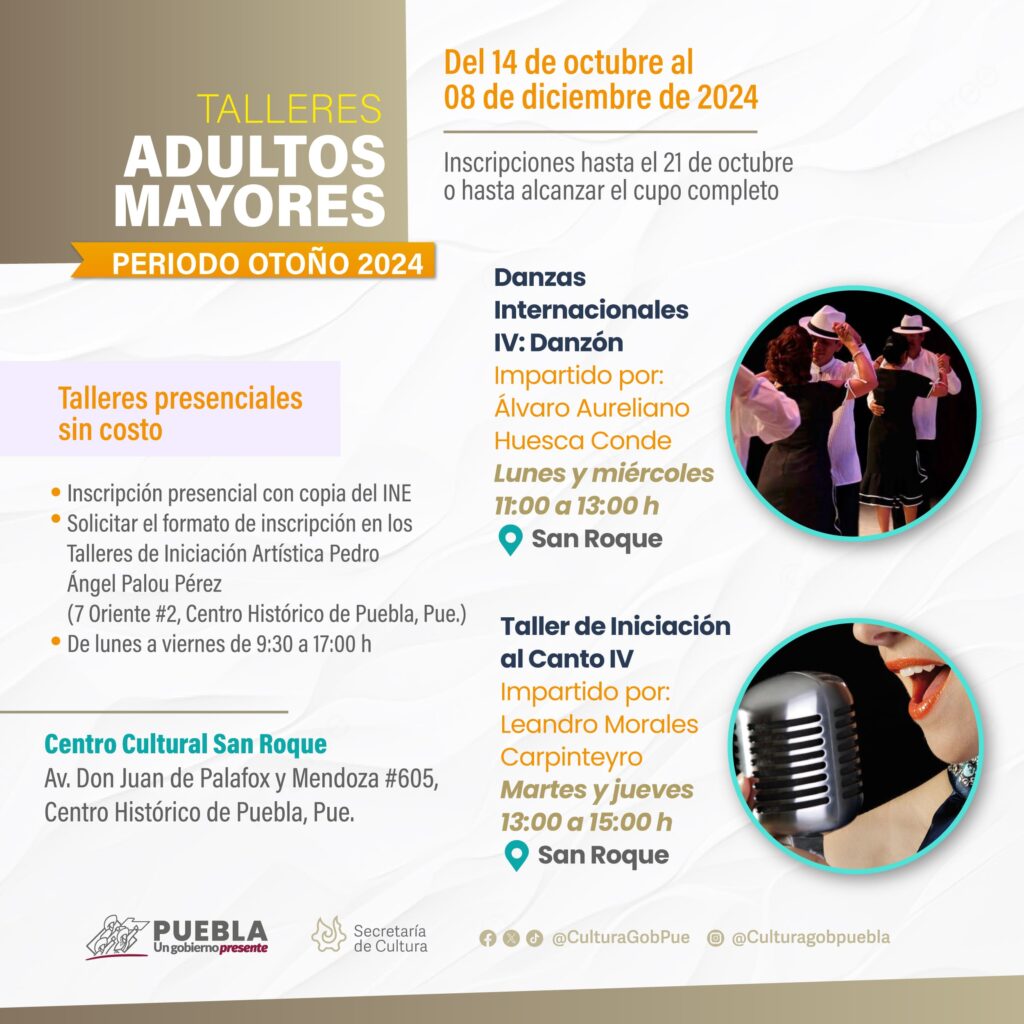 Esta es la oferta de talleres artísticos para octubre-diciembre del Gobierno de Puebla