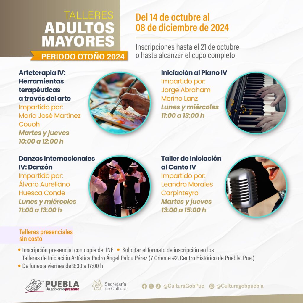 Esta es la oferta de talleres artísticos para octubre-diciembre del Gobierno de Puebla