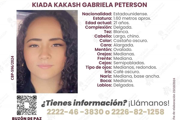 Buscan a Gabriela Peterson, joven Estadounidense desaparecida en Tehuacán, Puebla