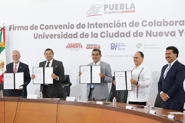 Gobierno de Puebla firma convenio con la Universidad de Nueva York