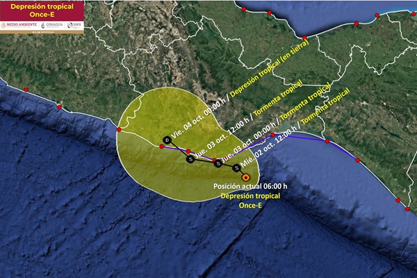 Implementa Gobierno de México acciones preventivas y de alertamiento ante la depresión tropical Once-E