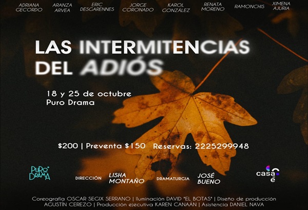 Llega a Puro Drama "Las intermitencias del adiós", obra sobre los duelos