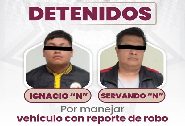 SSC Puebla detiene a dos presuntos responsables por conducir vehículos con reporte de robo