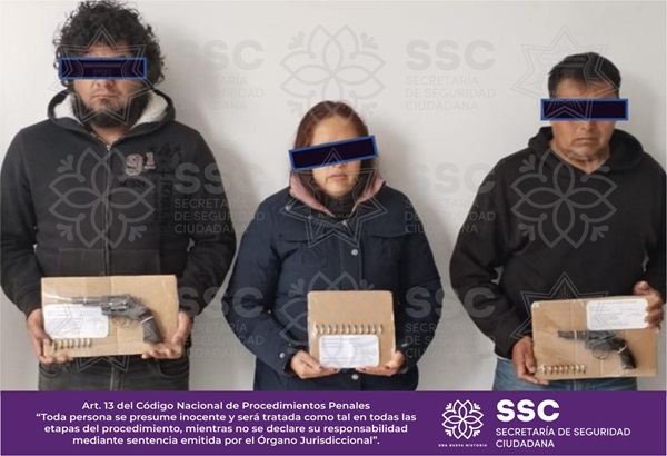 SSC Tlaxcala detiene a tres personas por posesión ilegal de arma de fuego en la Magdalena Tlaltelulco