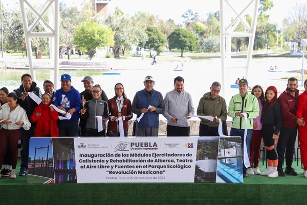 Sergio Salomón inaugura dos módulos ejercitadores en el Parque Ecológico “Revolución Mexicana”