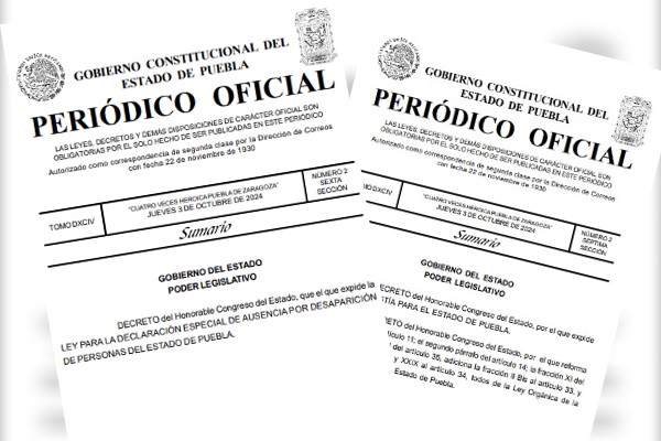 Entran en vigor Ley de Declaración Especial de Ausencia y Ley de Amnistía en Puebla