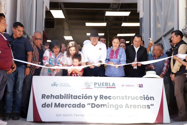 Sergio Salomón inaugura rehabilitación del Mercado Municipal "Domingo Arenas" en San Martín Texmelucan