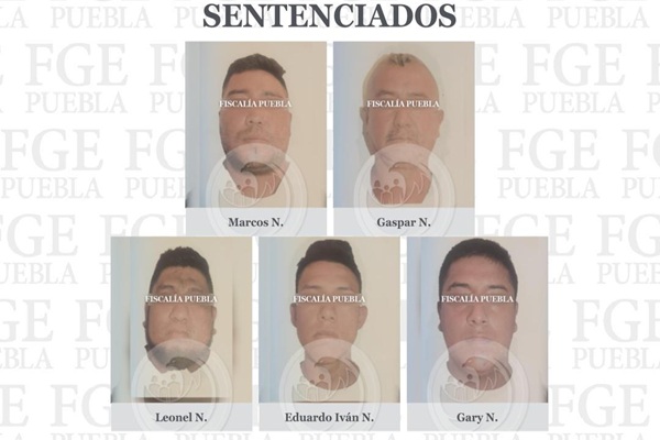 Sentencian a 50 años de prisión a cinco hombres por secuestro agravado en Izúcar de Matamoros