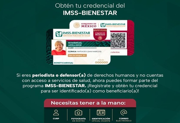 Segob Tlaxcala invita a periodistas y defensores de DH a registrarse al imss-bienestar